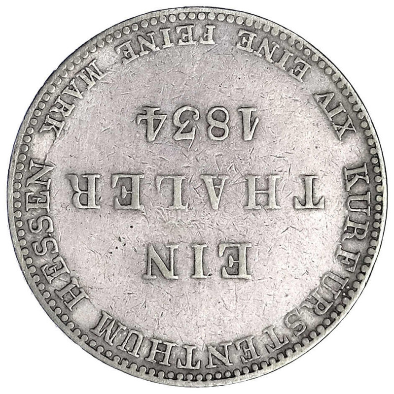 Hessen-Kassel
Wilhelm II., 1821-1847
Taler 1834. Kopfstehende (französische) P...