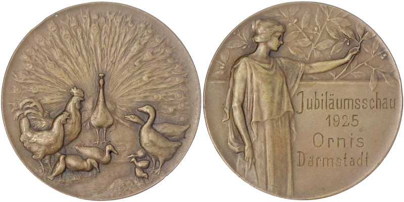 Hessen-Darmstadt, Stadt
Bronzemedaille, graviert 1925 zur Jubiläumsschau Ornis ...