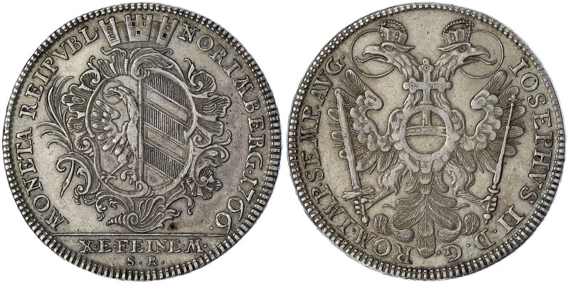 Nürnberg-Stadt
Konventionstaler 1766 SR. Reichsadler mit Reichsapfel auf der Br...