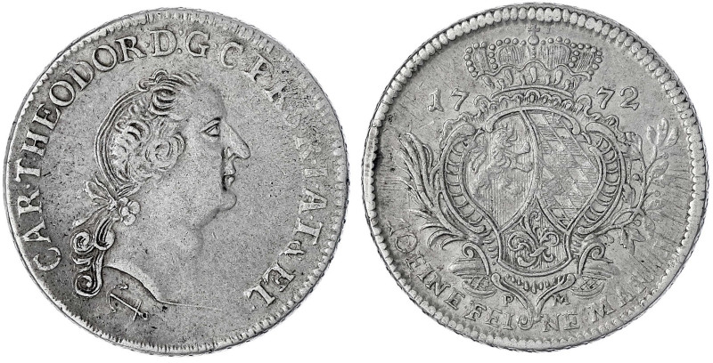 Pfalz-Sulzbach
Karl Theodor, 1742-1799
Konventionstaler 1772 Mz. Anker, Düssel...