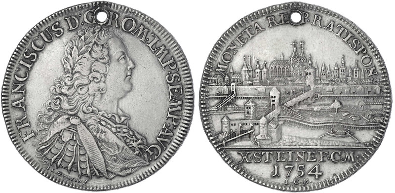 Regensburg-Stadt
Konventionstaler 1754 ICB. Stadtansicht. 27,88 g. sehr schön, ...