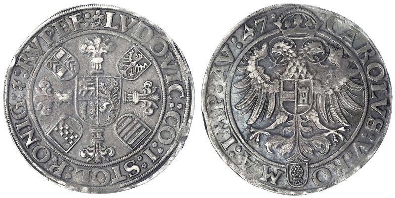 Stolberg-Königstein
Ludwig, 1535-1574
Reichstaler 1547, Augsburg. Mit Titel Ka...