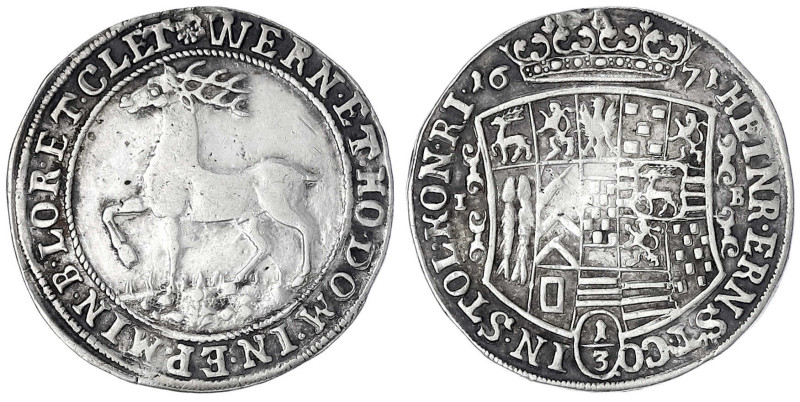 Stolberg-Wernigerode
Heinrich Ernst, 1645-1672
1/3 Taler 1671 IB, Rottleberode...