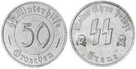 Drittes Reich
Österreich: Spendenmarke 50 Groschen o.J. SS-Winterhilfe. Aluminium, 23 mm. vorzüglich