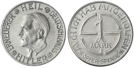 Drittes Reich
1 Reichsmark Opferspende o.J. 26 mm. vorzüglich/Stempelglanz. Colbert/Hyder 25.