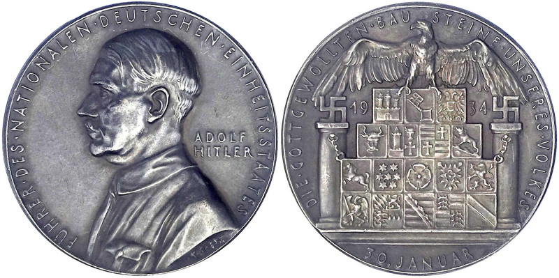 Drittes Reich
Silbermedaille 1934 von Karl Goetz. Adolf Hitler/Die gottgewollte...