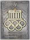 Drittes Reich
Eins., rechteck., versilberte Bronzeplakette 1936 mit aufgesetztem emailliertem Olympia-Abzeichen, für Verdienste um die XI. Olympiade ...