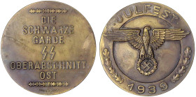 Drittes Reich
Bronzemedaille 1939, von Deschler. Julfest, Die schwarze Garde, SS Oberabschnitt Ost. 55 mm. vorzüglich