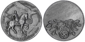 Drittes Reich
Zinkmedaille auf den Siegeszug im September (Rückeroberung Danzigs) 1939, Ritter zu Pferd und Adler auf Hakenkreuz ziehen über Karte ge...