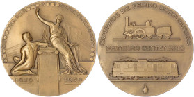 Eisenbahn
Portugal: Bronzemedaille 1956 zum 100j. Bestehen der portug. Eisenbahn. 90 mm. vorzüglich/Stempelglanz