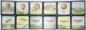 Luftfahrt und Raumfahrt
Farbige Glasbilder ("Lantern Slides") ca. 1880 einer englischen Laterna Magica "The Albemarle", Balloons and Airships. 12 Bil...
