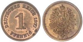 1 Pfennig kleiner Adler, Kupfer 1873-1889
1877 A. vorzüglich. Jaeger 1.