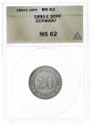 20 Pfennig großer Adler, Nickel 1890-1892
1890 E. Im ANACS-Blister mit Grading MS 62. fast Stempelglanz, selten in dieser Erhaltung. Jaeger 14.