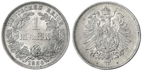 1 Mark kleiner Adler, Silber 1873-1887
1886 D. fast Stempelglanz. Jaeger 9.
