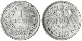 1 Mark großer Adler, Silber 1891-1916
1893 D. vorzüglich/Stempelglanz. Jaeger 17.