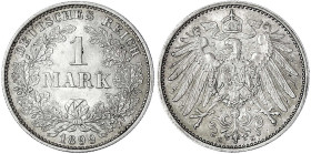 1 Mark großer Adler, Silber 1891-1916
1899 E. vorzüglich/Stempelglanz. Jaeger 17.