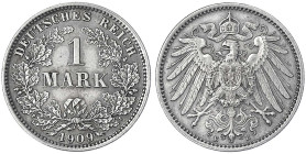 1 Mark großer Adler, Silber 1891-1916
1909 E. vorzüglich, schöne Patina. Jaeger 17.