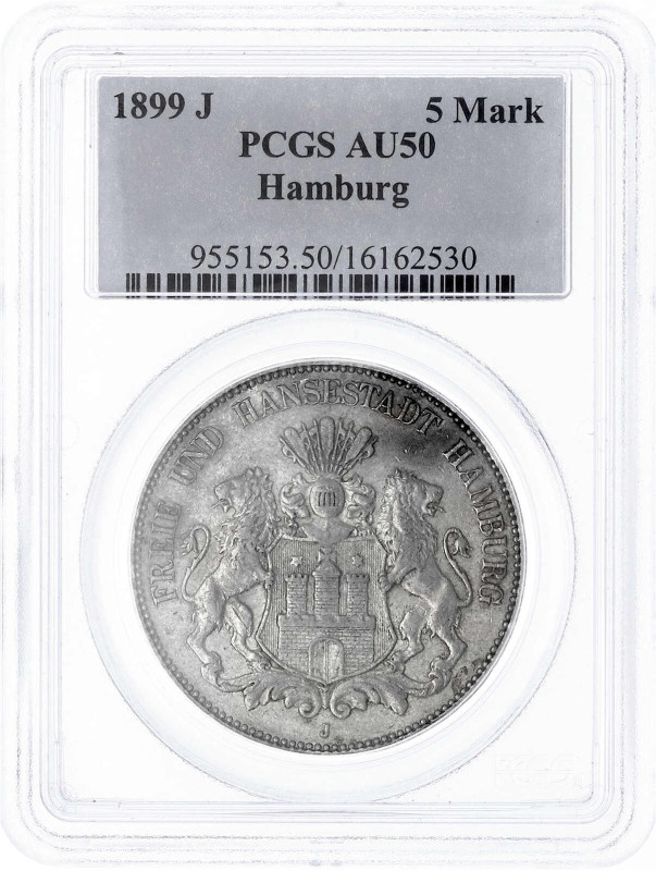 Hamburg
5 Mark 1899 J. Besseres Jahr. Im PCGS-Blister mit Grading AU 50. gutes ...