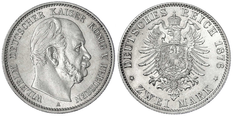 Preußen
Wilhelm I., 1861-1888
2 Mark 1876 A. vorzüglich/Stempelglanz. Jaeger 9...