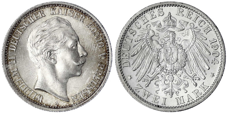 Preußen
Wilhelm II., 1888-1918
2 Mark 1904 A. fast Stempelglanz, Prachtexempla...