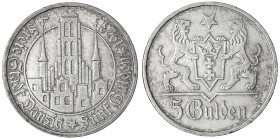 Danzig, Freie Stadt
5 Gulden 1923, Marienkirche. vorzüglich, feine Tönung. Jaeger D 9.