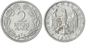 Kursmünzen
2 Reichsmark, Silber 1925-1931
1931 E. gutes vorzüglich. Jaeger 320.