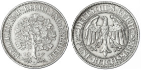Kursmünzen
5 Reichsmark Eichbaum Silber 1927-1933
1927 A. sehr schön/vorzüglich. Jaeger 331.