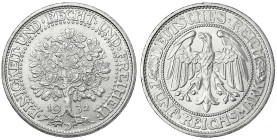 Kursmünzen
5 Reichsmark Eichbaum Silber 1927-1933
1932 D. fast Stempelglanz, Prachtexemplar. Jaeger 331.
