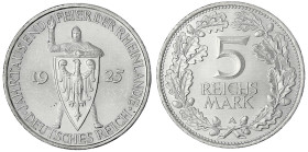 Gedenkmünzen
5 Reichsmark Rheinlande
1925 A. prägefrisch/fast Stempelglanz. Jaeger 322.