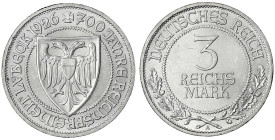 Gedenkmünzen
3 Reichsmark Lübeck
1926 A. vorzüglich/Stempelglanz. Jaeger 323.