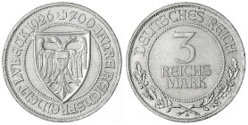 Gedenkmünzen
3 Reichsmark Lübeck
1926 A. vorzüglich. Jaeger 323.