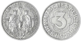 Gedenkmünzen
3 Reichsmark Nordhausen
1927 A. fast vorzüglich, kl. Randfehler. Jaeger 327.