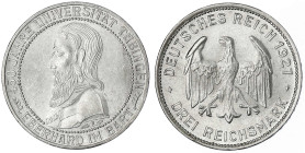 Gedenkmünzen
3 Reichsmark Tübingen
1927 F. vorzüglich/Stempelglanz. Jaeger 328.