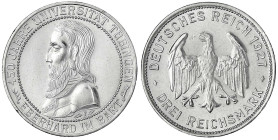 Gedenkmünzen
3 Reichsmark Tübingen
1927 F. gutes vorzüglich. Jaeger 328.