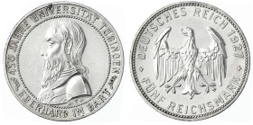 Gedenkmünzen
5 Reichsmark Tübingen
1927 F. vorzüglich, etwas berieben. Jaeger 329.