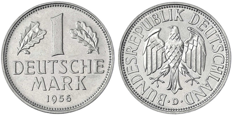 Kursmünzen
1 Deutsche Mark Kupfer/Nickel 1950-2001
1956 D. Auflage nach Winter...