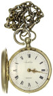 Uhren
Taschenuhren
Englische Spindel-Taschenuhr um 1802/1813 von William Jackson, London. 50 mm. Aufzug wird, wie in England üblich, nach links gedr...