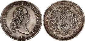 German States Augsburg 1 Conventionsthaler 1765 FAH
KM# 184, N# 34407; Silver; AUNC, Toning