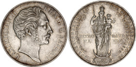 German States Bavaria 2 Gulden 1855
KM# 848, AKS# 168, N# 20263; Silver; Maximilian II; Restoration of Madonna Column in Munich; UNC with minor hairl...