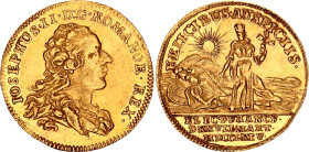 German States Frankfurt 2 Ducat 1764 MDCCLXIV
KM# 239, JuF# 841c, Fr# 1012, Förschner# 351.6, N# 205177; Gold (.986) 3.45 g.; Coronation of Joseph II...