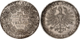 German States Frankfurt 2 Taler / 3-1/2 Gulden 1841
KM# 329, Dav. 641, AKS# 2, N# 31097; Silver; XF+