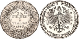 German States Frankfurt 3-1/2 Gulden - 2 Taler 1843
KM# 329, Kahnt# 182, Dav. 641, N# 31097; Silver; Mintage 122.940 pcs; Krauze UNC - 650$; UNC with...