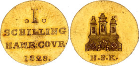 German States Hamburg 1 Gold Schilling 1828 HSK Pattern
AKS# 16 Anm., J. 42 Anm., Schlum# 346.10, N# 262530; Gold (.986) 1.66 g.; AUNC/UNC