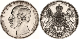 German States Hannover 1 Taler 1857 B
KM# 230, AKS# 144, N# 23887; Silver; Georg V; "Vereinstaler"; AUNC with hairlines
