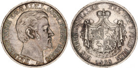 German States Reuss-Obergreiz 1 Vereinsthaler 1868 A
KM# 120, N# 47475; Silver; Heinrich XXII; XF.