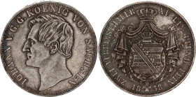 German States Saxony-Albertine 1 Vereinsthaler 1858 F
KM# 1192, AKS# 132, N# 47531; Silver; Johann I; Dresden Mint; AUNC Toned