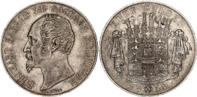 German States Saxe-Meiningen 2 Gulden 1854
KM# 166, N# 32734; Silver; Bernhard II; XF