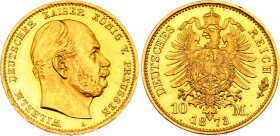 Germany - Empire Prussia 10 Mark 1873 A
KM# 502, N# 20503; Gold (.900) 3.98 g., 19.5 mm.; Wilhelm I; UNC