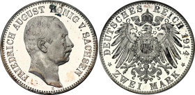 Germany - Empire Saxony-Albertine 2 Mark 1914 E PROOF NGC PF 64
KM# 1263; J. 134; Silver; Friedrich August III; Mint: Muldenhutten; UNC Proof