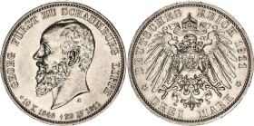 Germany - Empire Schaumburg-Lippe 3 Mark 1911 A
KM# 55, J. 166, N# 26708; Silver; Albrecht Georg; Death of Prince Georg; Berlin Mint; Mintage 50'000;...